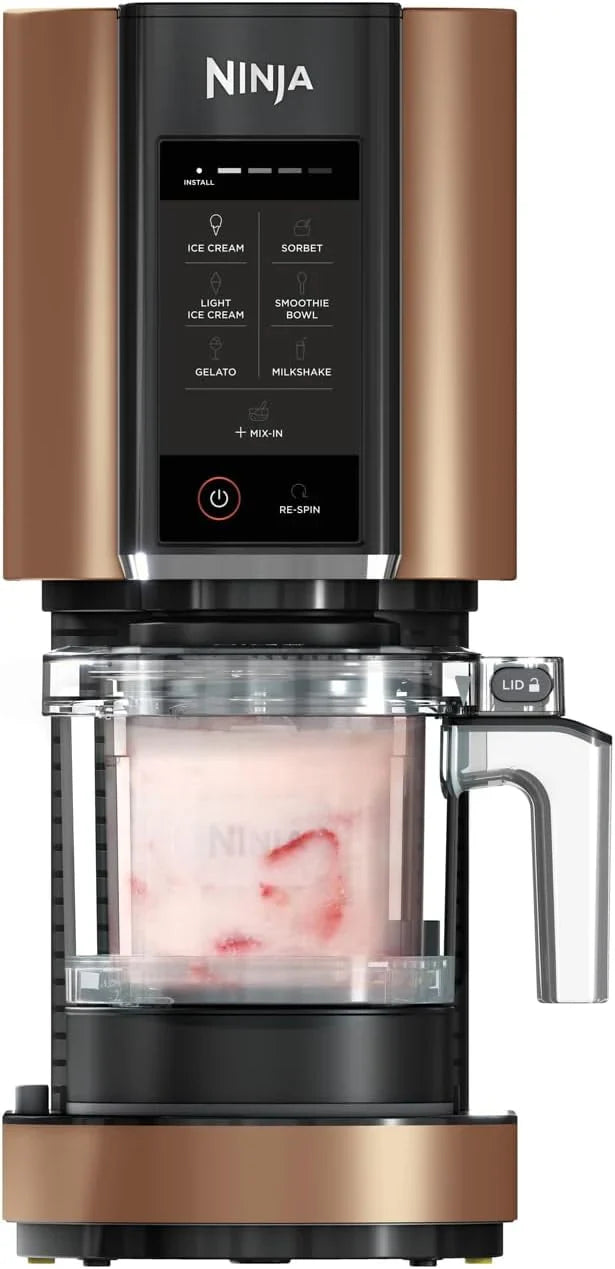 Ninja CREAMi Ice Cream and Frozen Dessert Maker with 3 Containers, 7 Programs for Ice Cream, Gelato, Sorbet, Smoothie Bowl, Milkshakes and More, Cooking 1.4 Litre Ice Cream, Black  Cup, NC300EUCP(Copper / Black/CREAMi)