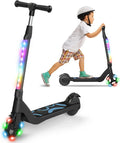 SISIGAD Elscooter för barn 6-12 år, 5,3 tum, med blinkande LED-lampor och 3 justerbara höjder, maximal belastning 10 km/h, 45W motor, maximal belastning 70 kg(black -1)